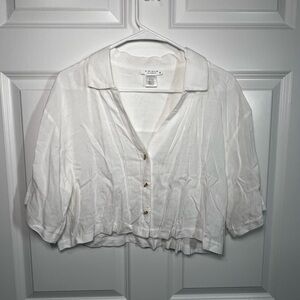 NWT Kirious Los Angeles Cropped Linen Blouse Women’s XL